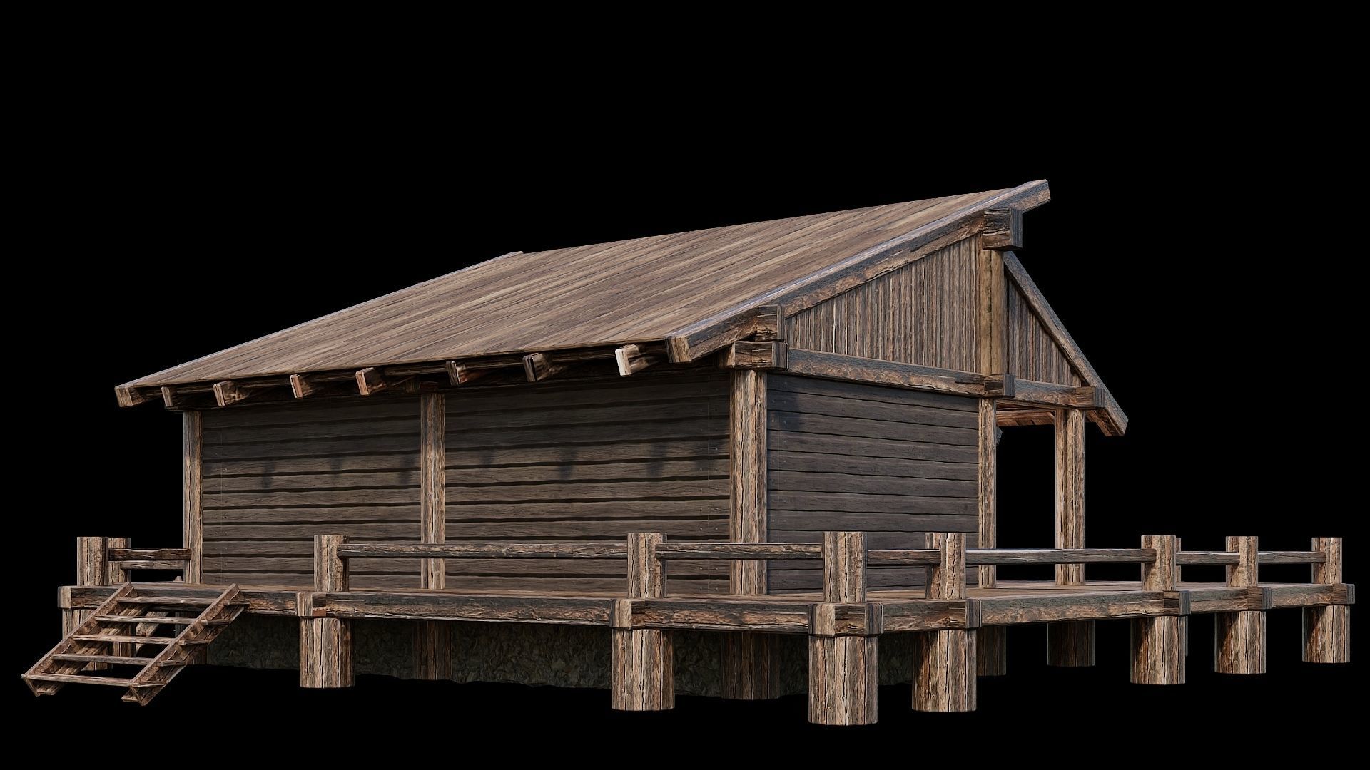 Medieval Houses Pack 13-14-15-16-17-18 - 4K Textures Game Ready Low-poly 3D model_36