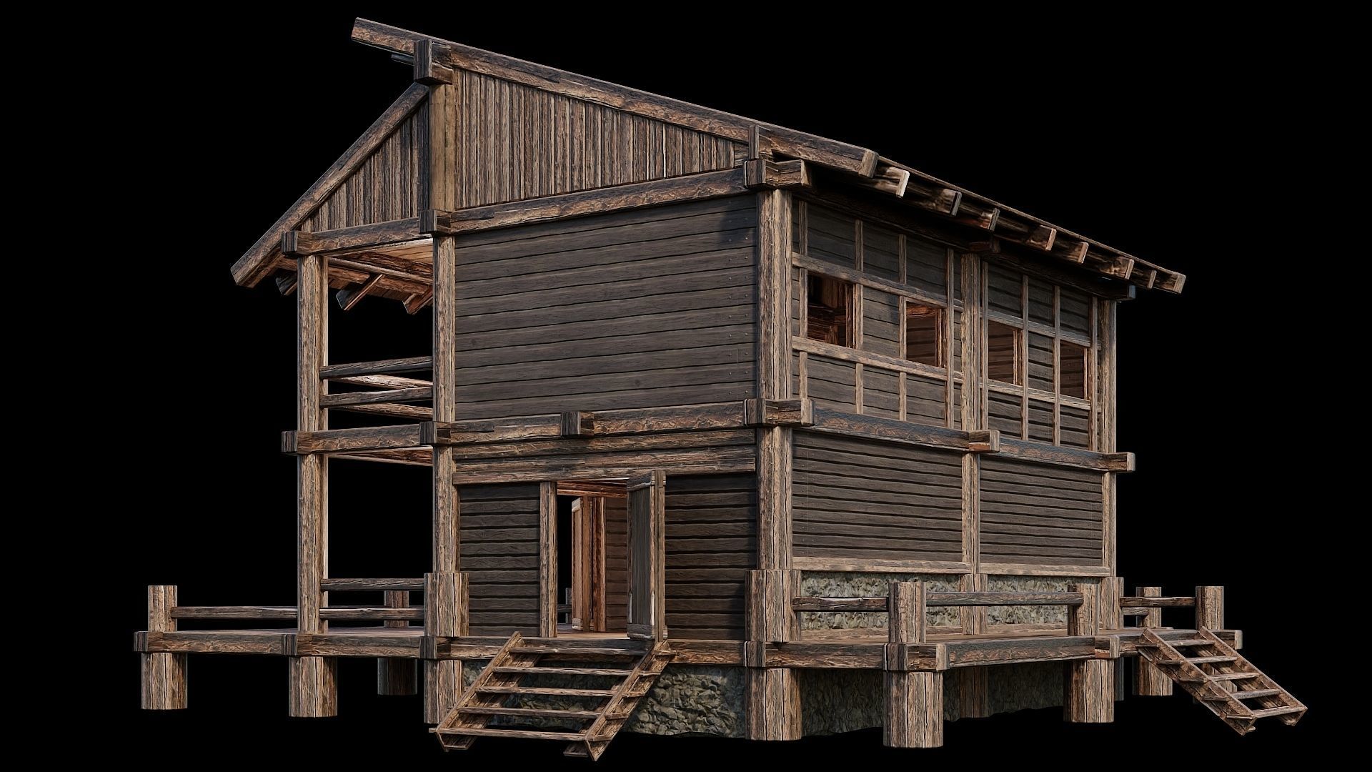 Medieval Houses Pack 13-14-15-16-17-18 - 4K Textures Game Ready Low-poly 3D model_31