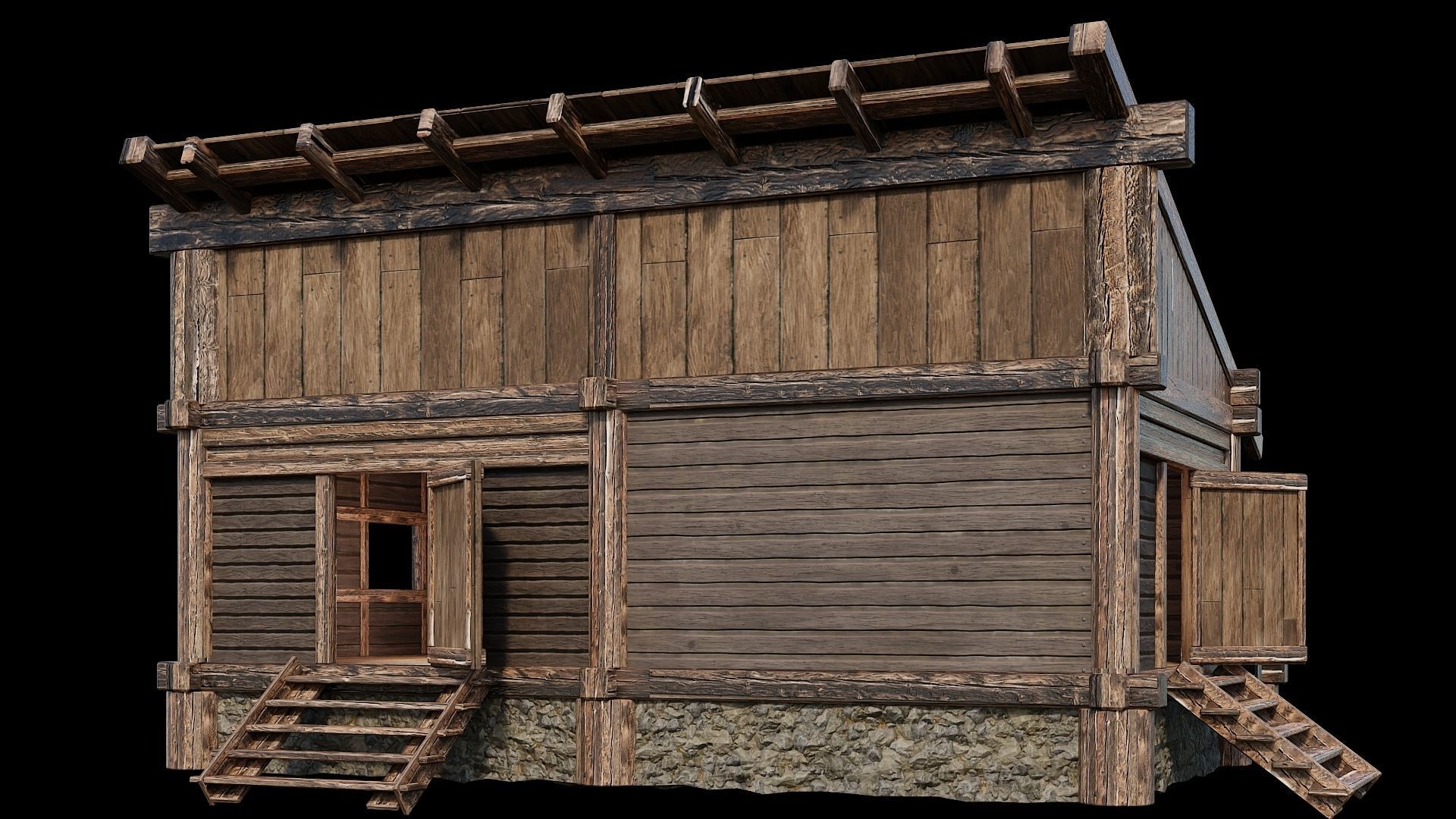 Medieval Houses Pack 13-14-15-16-17-18 - 4K Textures Game Ready Low-poly 3D model_56
