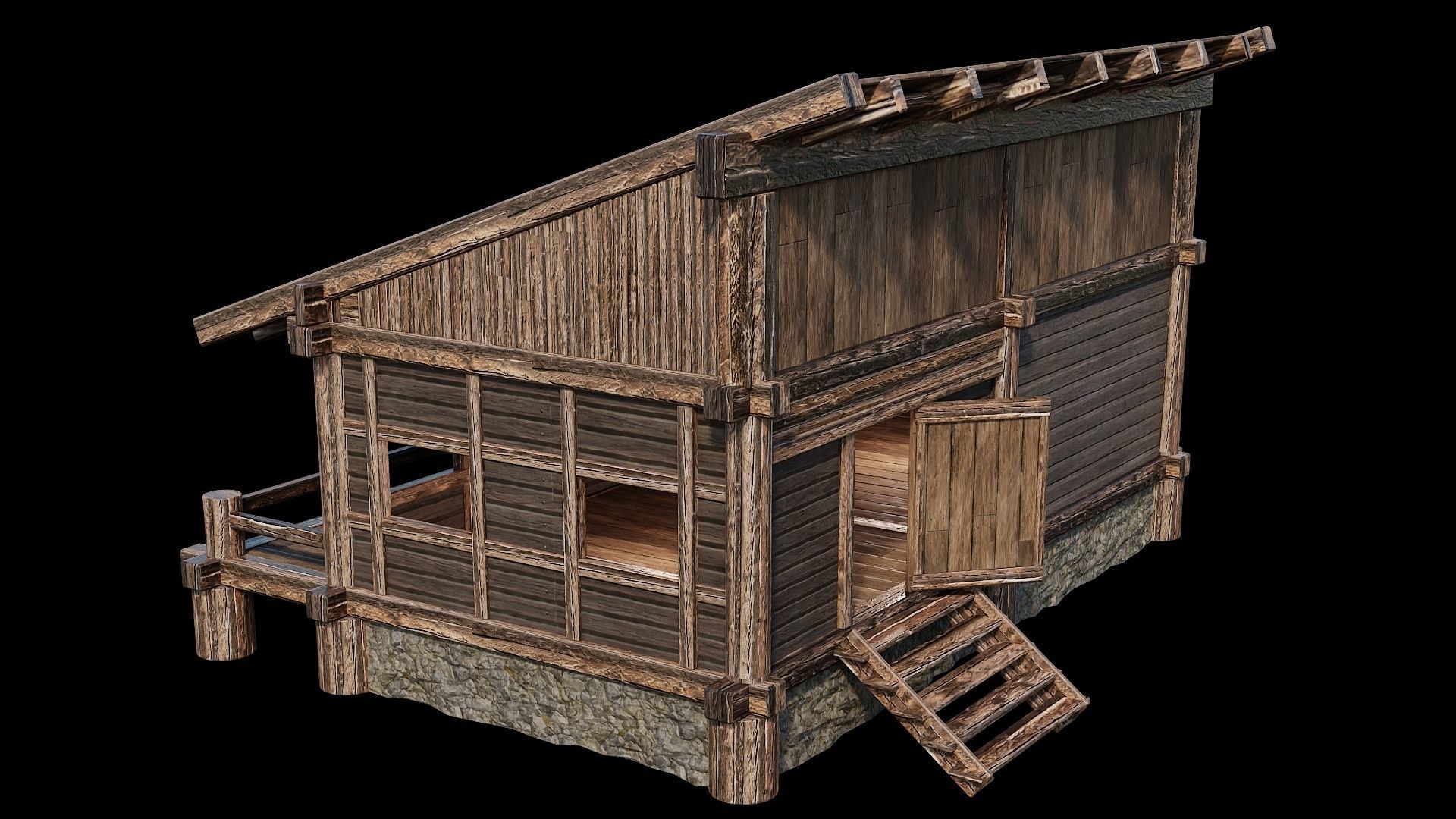 Medieval Houses Pack 13-14-15-16-17-18 - 4K Textures Game Ready Low-poly 3D model_55