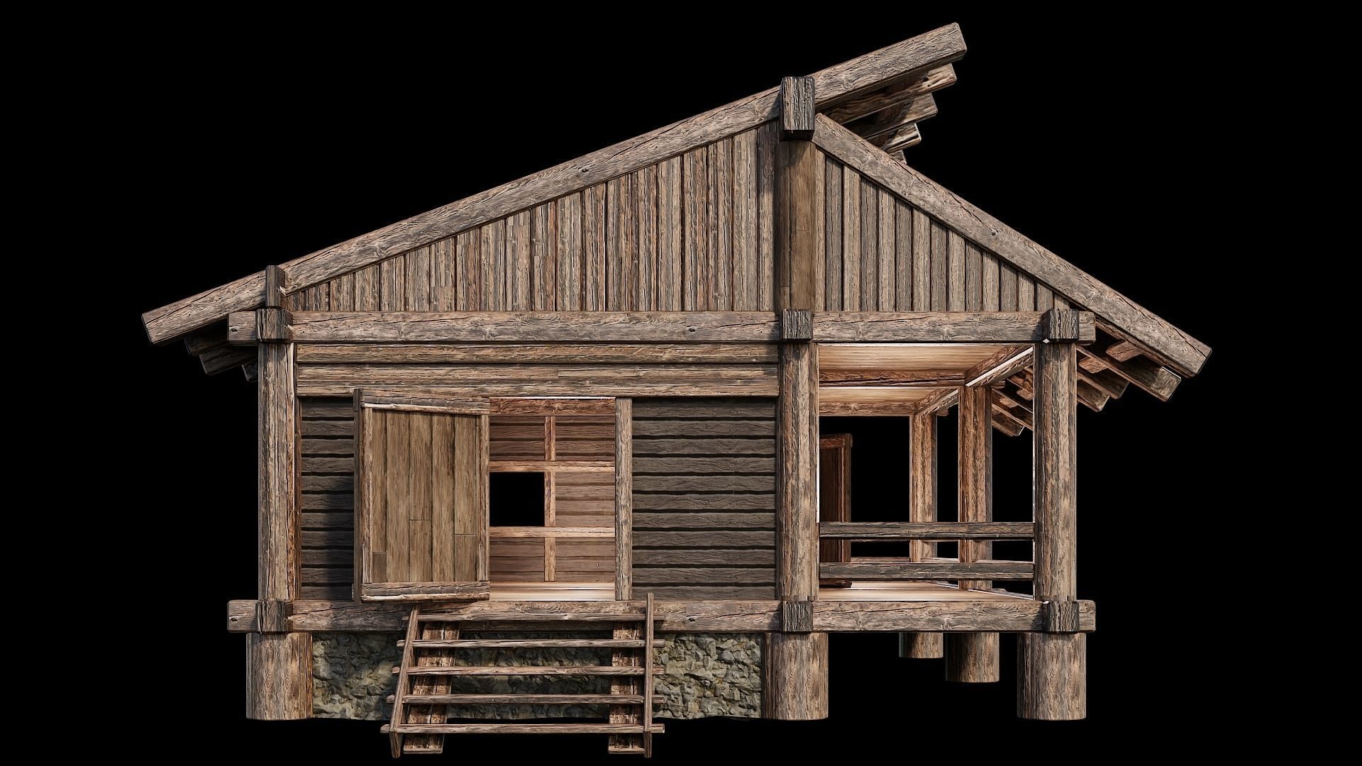 Medieval Houses Pack 13-14-15-16-17-18 - 4K Textures Game Ready Low-poly 3D model_7
