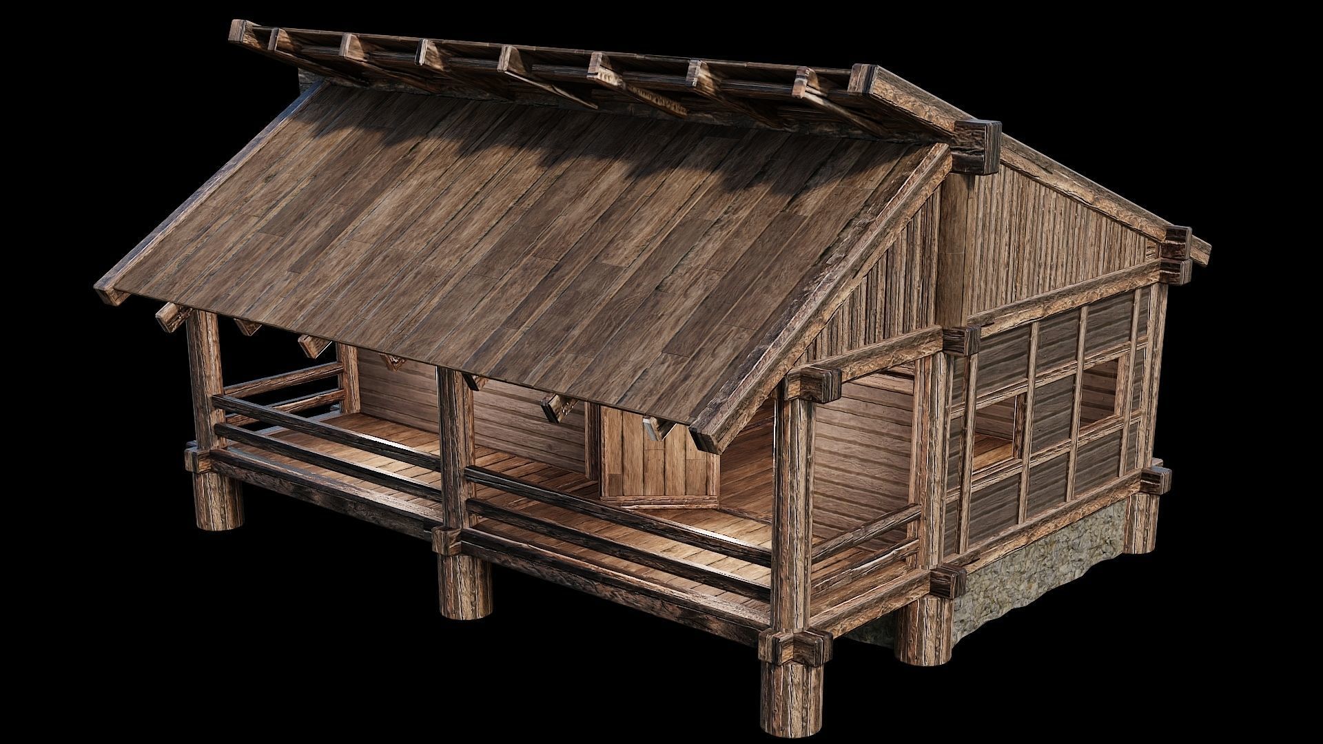 Medieval Houses Pack 13-14-15-16-17-18 - 4K Textures Game Ready Low-poly 3D model_49