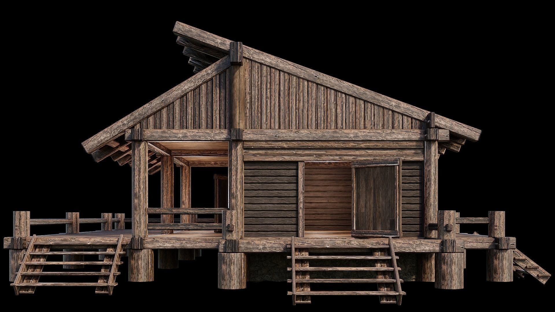 Medieval Houses Pack 13-14-15-16-17-18 - 4K Textures Game Ready Low-poly 3D model_10