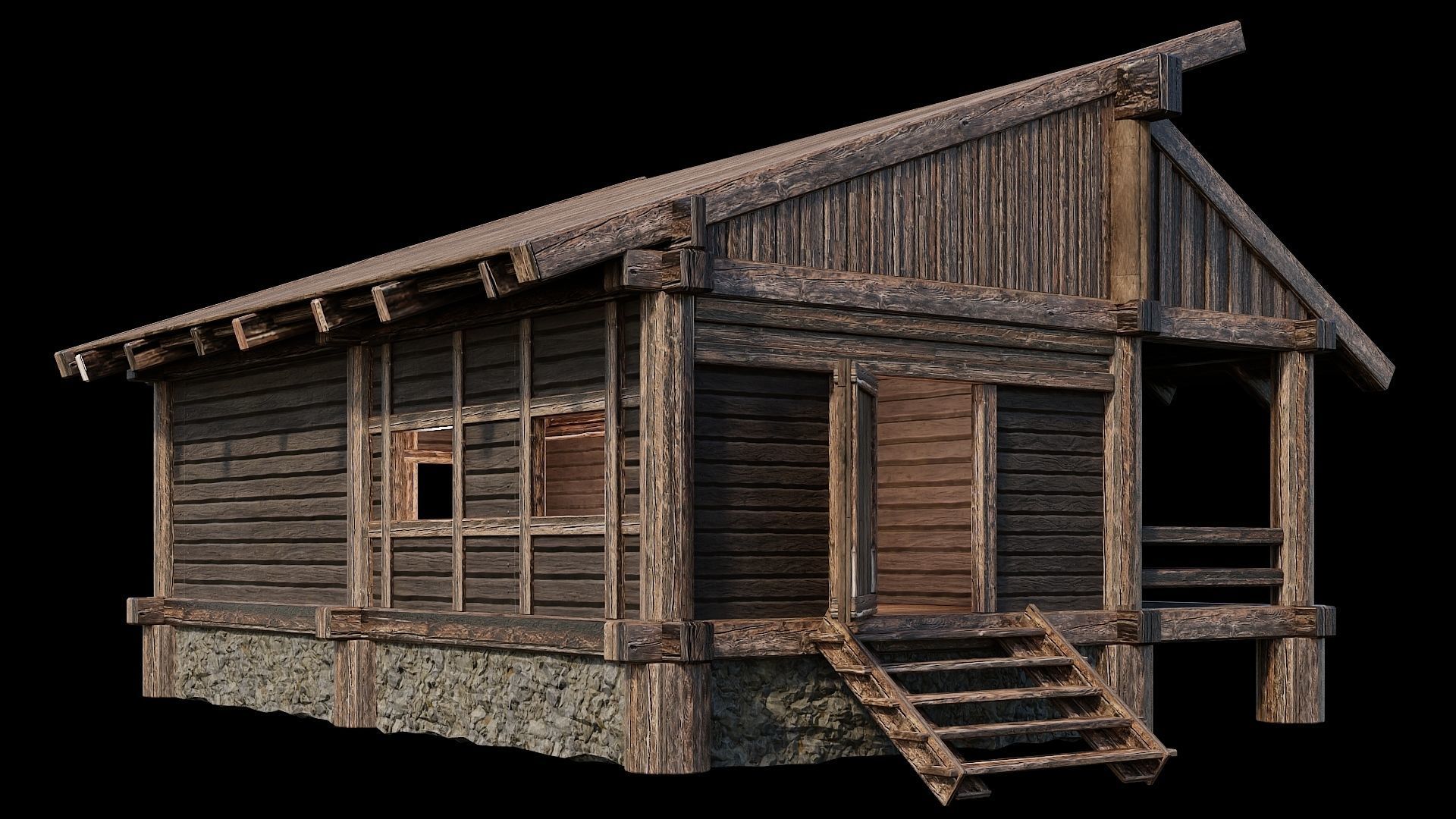 Medieval Houses Pack 13-14-15-16-17-18 - 4K Textures Game Ready Low-poly 3D model_1