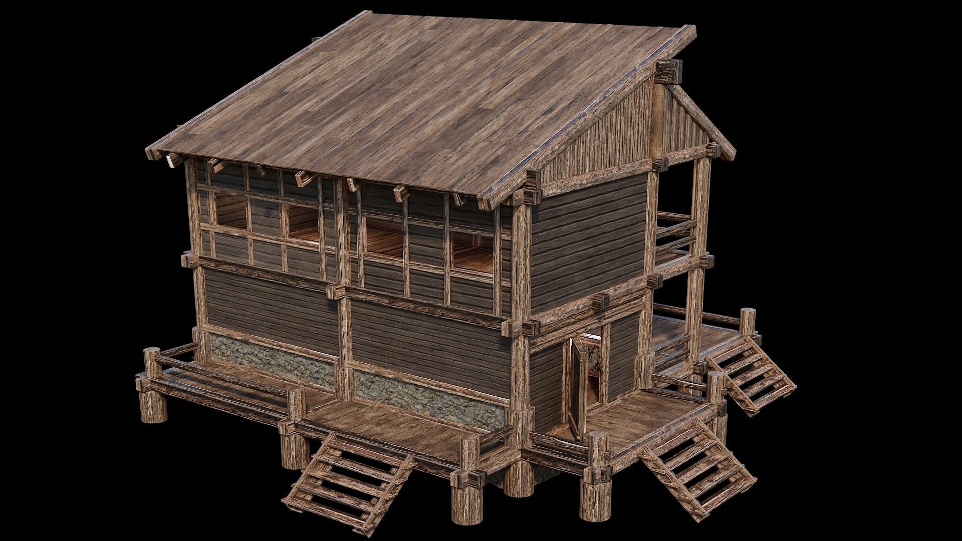 Medieval Houses Pack 13-14-15-16-17-18 - 4K Textures Game Ready Low-poly 3D model_78