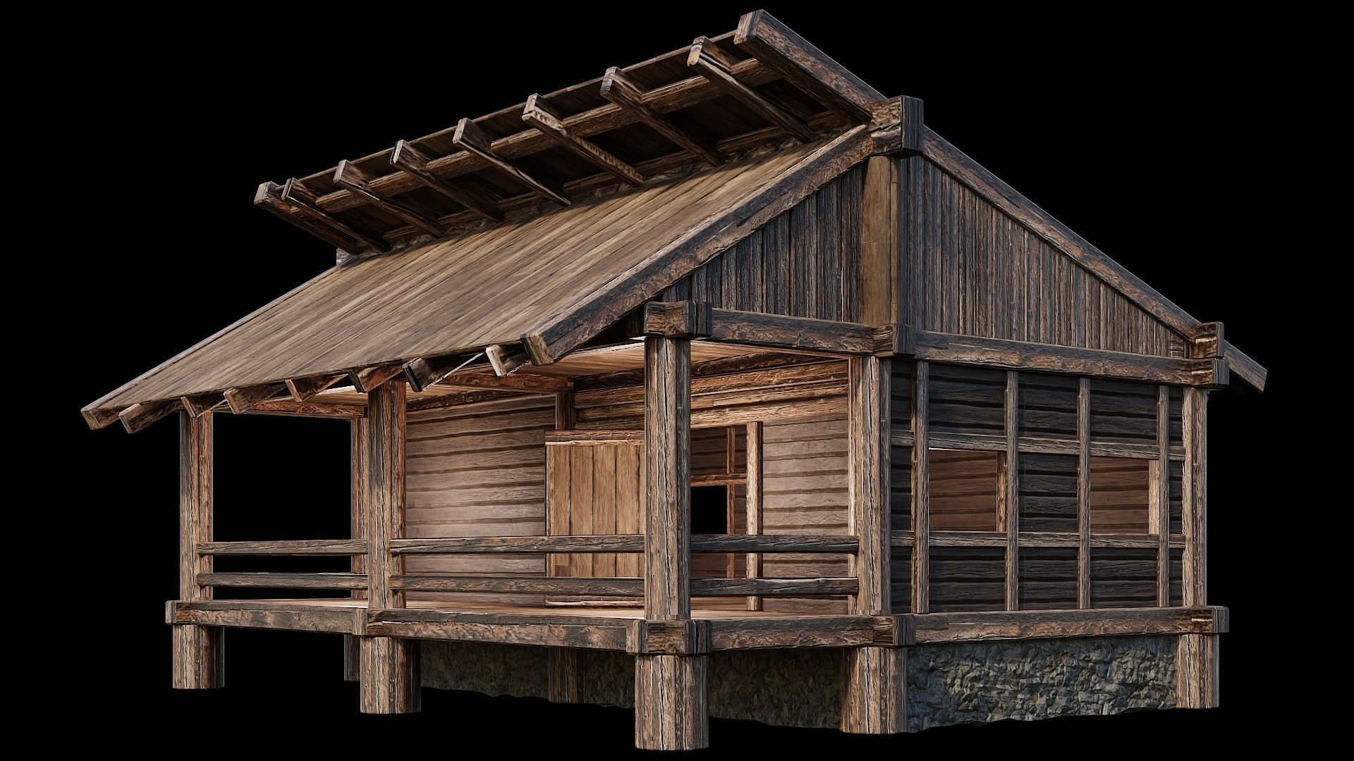 Medieval Houses Pack 13-14-15-16-17-18 - 4K Textures Game Ready Low-poly 3D model_33