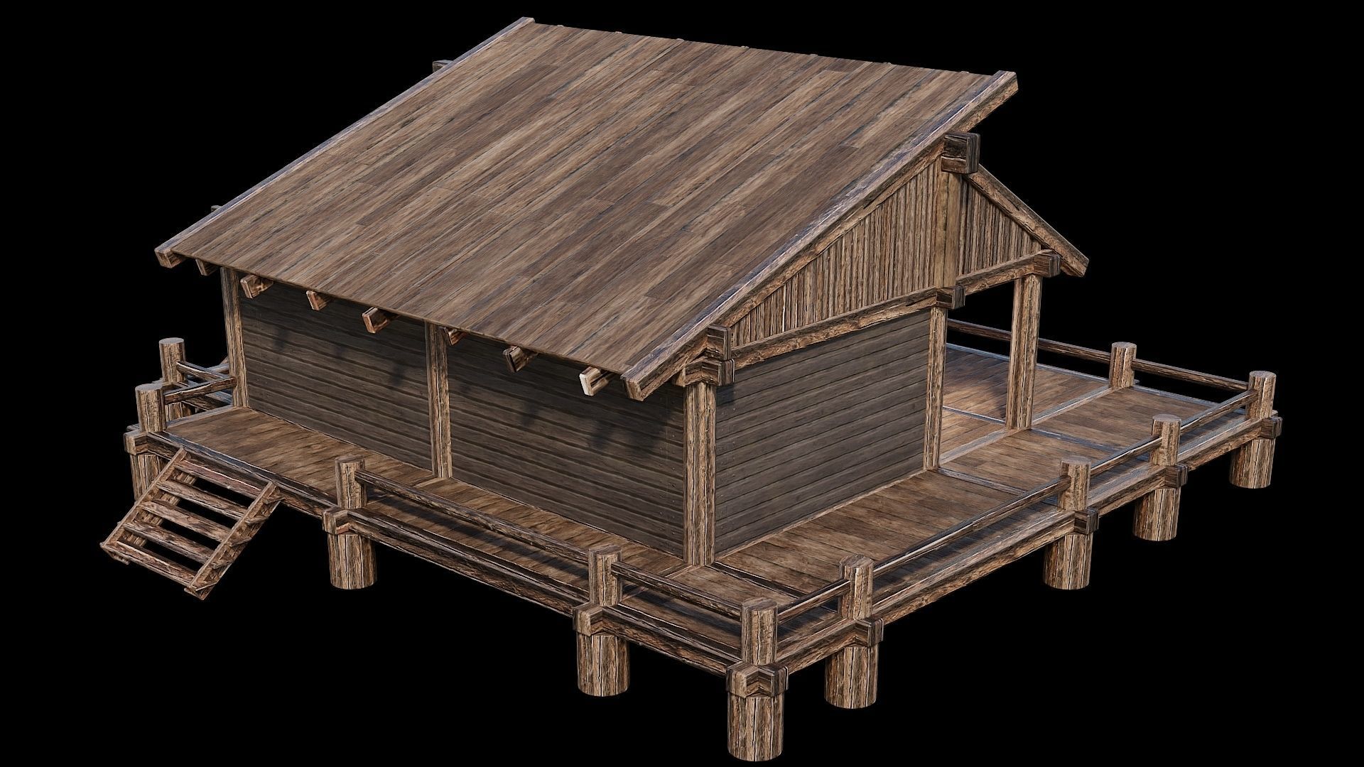 Medieval Houses Pack 13-14-15-16-17-18 - 4K Textures Game Ready Low-poly 3D model_70