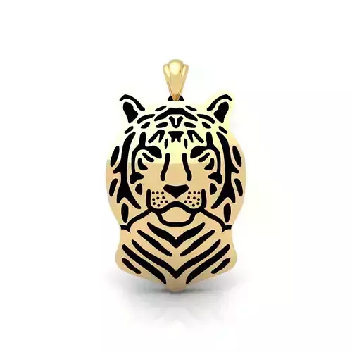 Tiger Face Pendent 3d Model and Render 