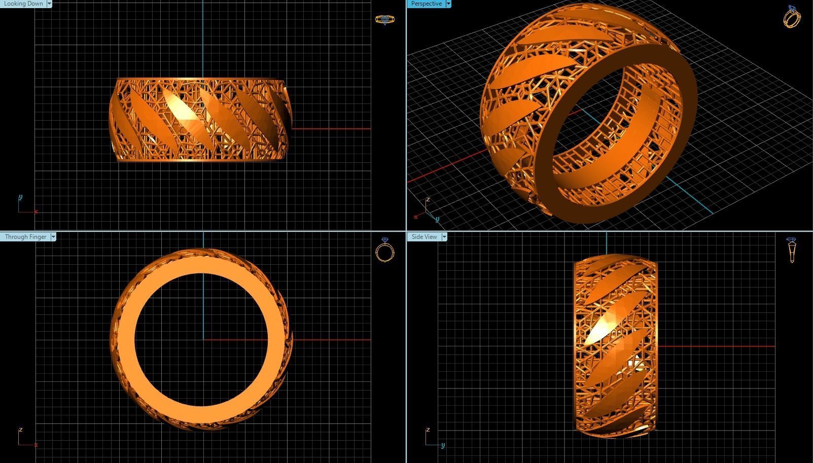 Ring1 gold ring with intricate design 3D print model_1