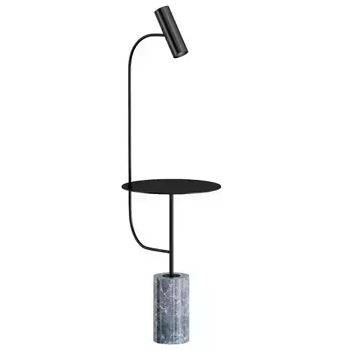 PASTEUR marble table with lamp on top