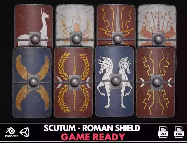 Roman Shield - Scutum A Low-poly 3D model