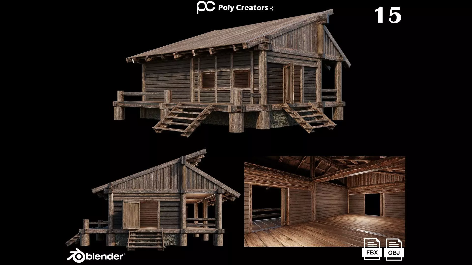 Medieval Houses 15 - 4K Textures Game Ready Low-poly 3D model_0