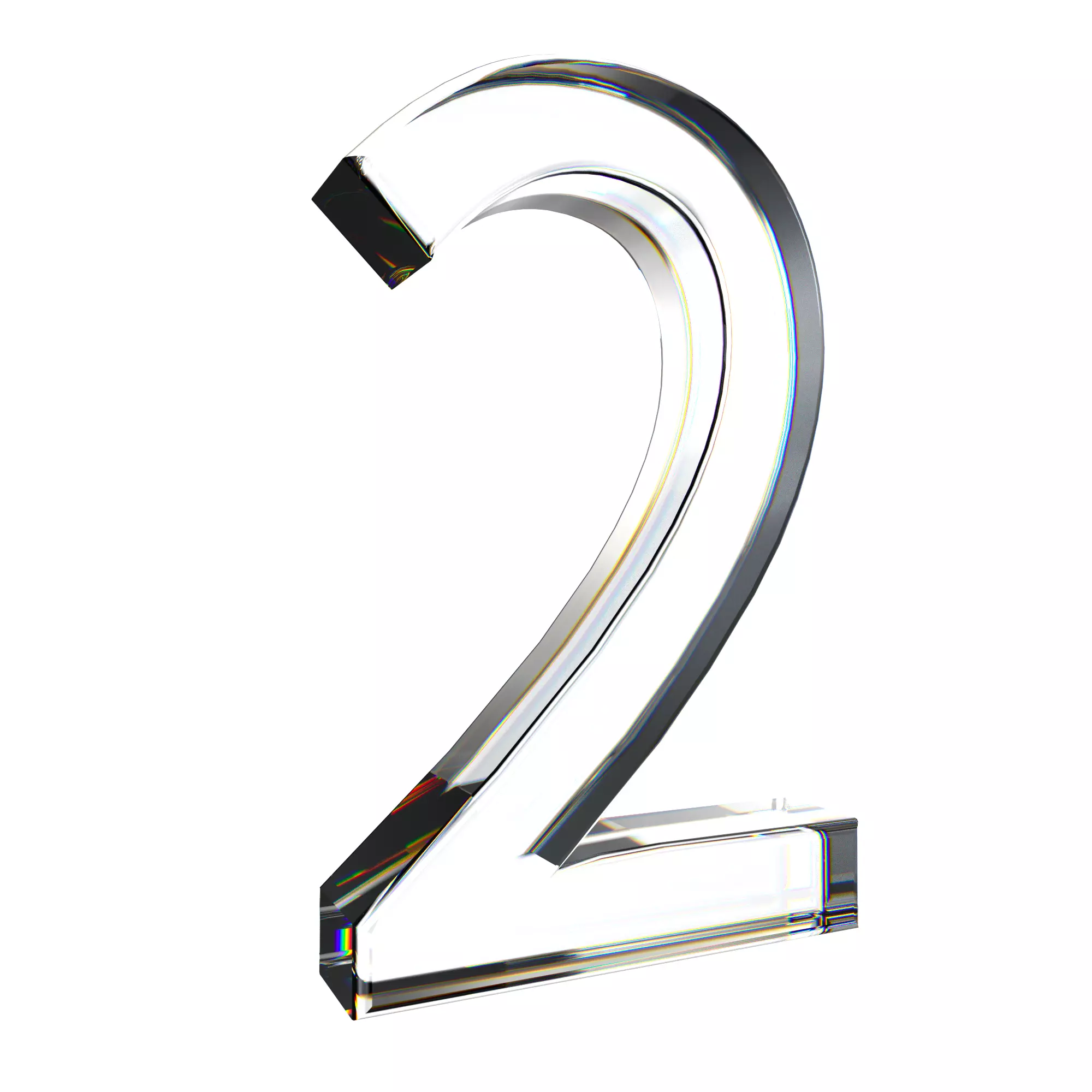 number2 glass number two 3D model_0