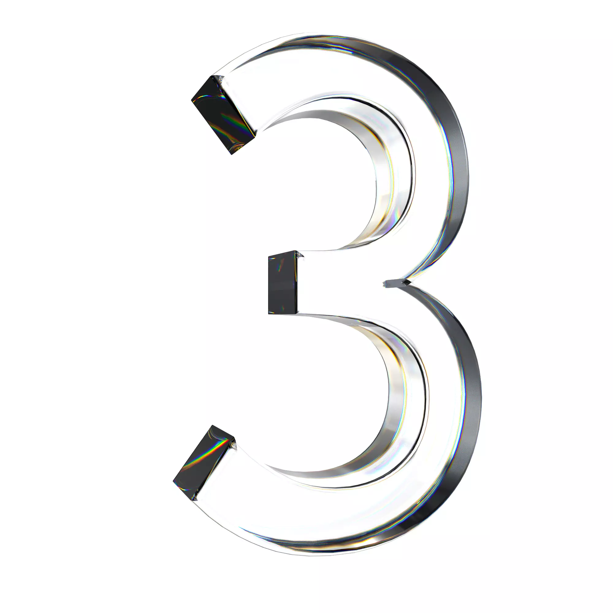 3number number three 3D model_0