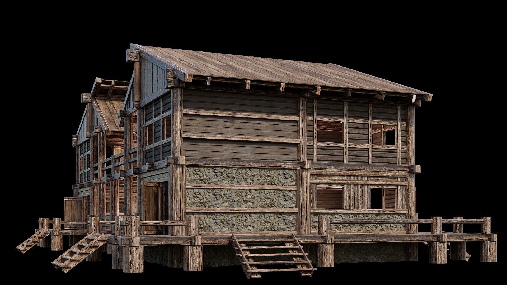 Medieval Houses 18 - 4K Textures Game Ready Low-poly 3D model_7