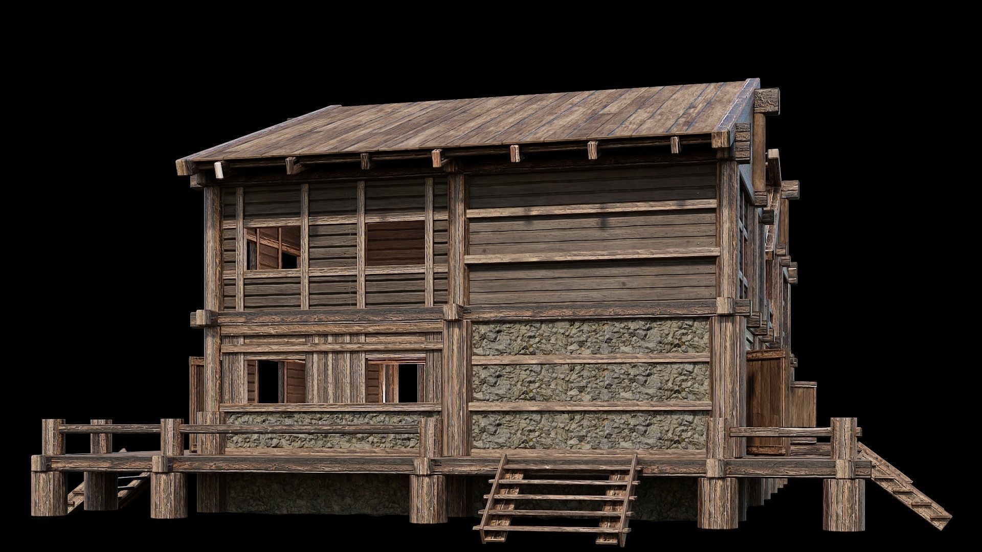 Medieval Houses 18 - 4K Textures Game Ready Low-poly 3D model_8