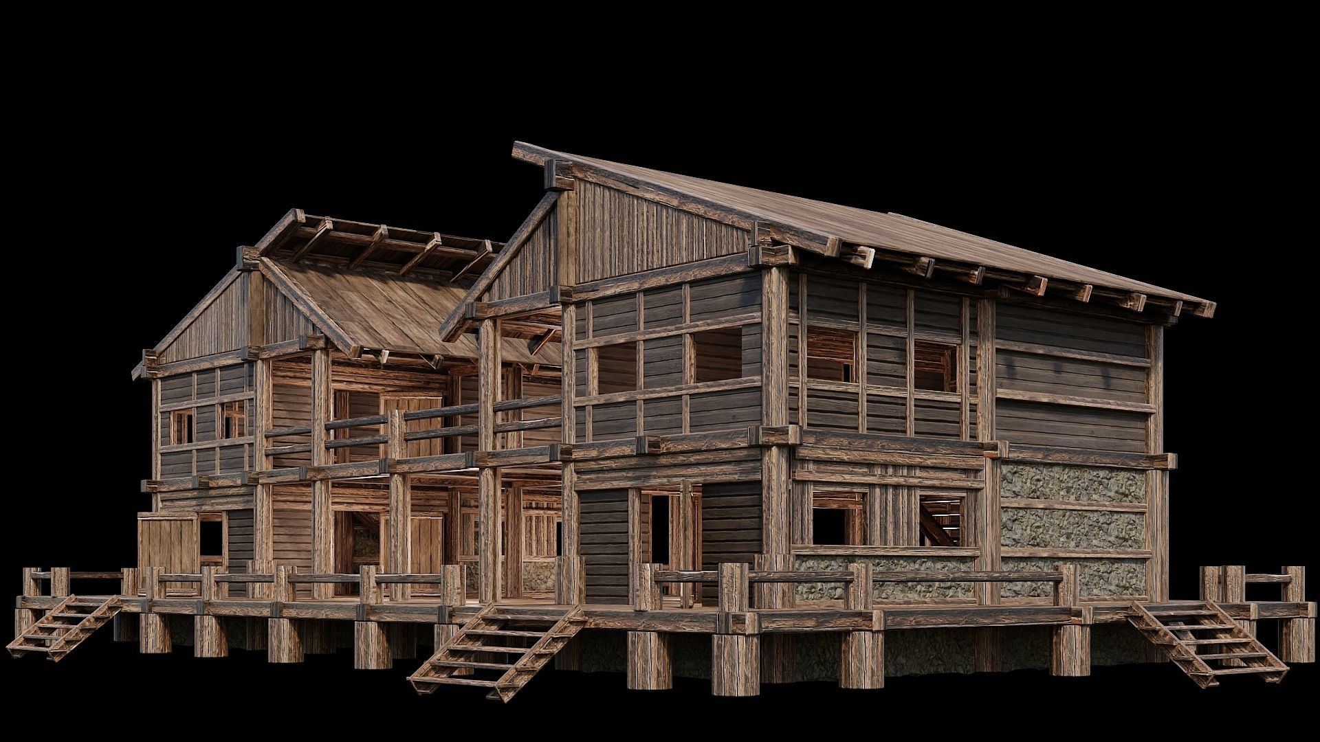 Medieval Houses 18 - 4K Textures Game Ready Low-poly 3D model_14