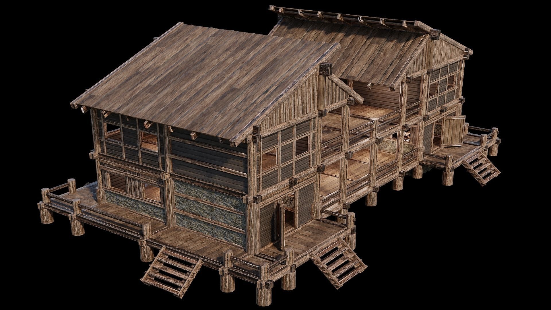 Medieval Houses 18 - 4K Textures Game Ready Low-poly 3D model_9