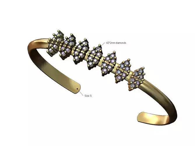 Diamond clusters pattern cuff bracelet size S 3D print model