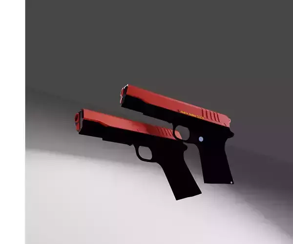 gun 3d model with two lights