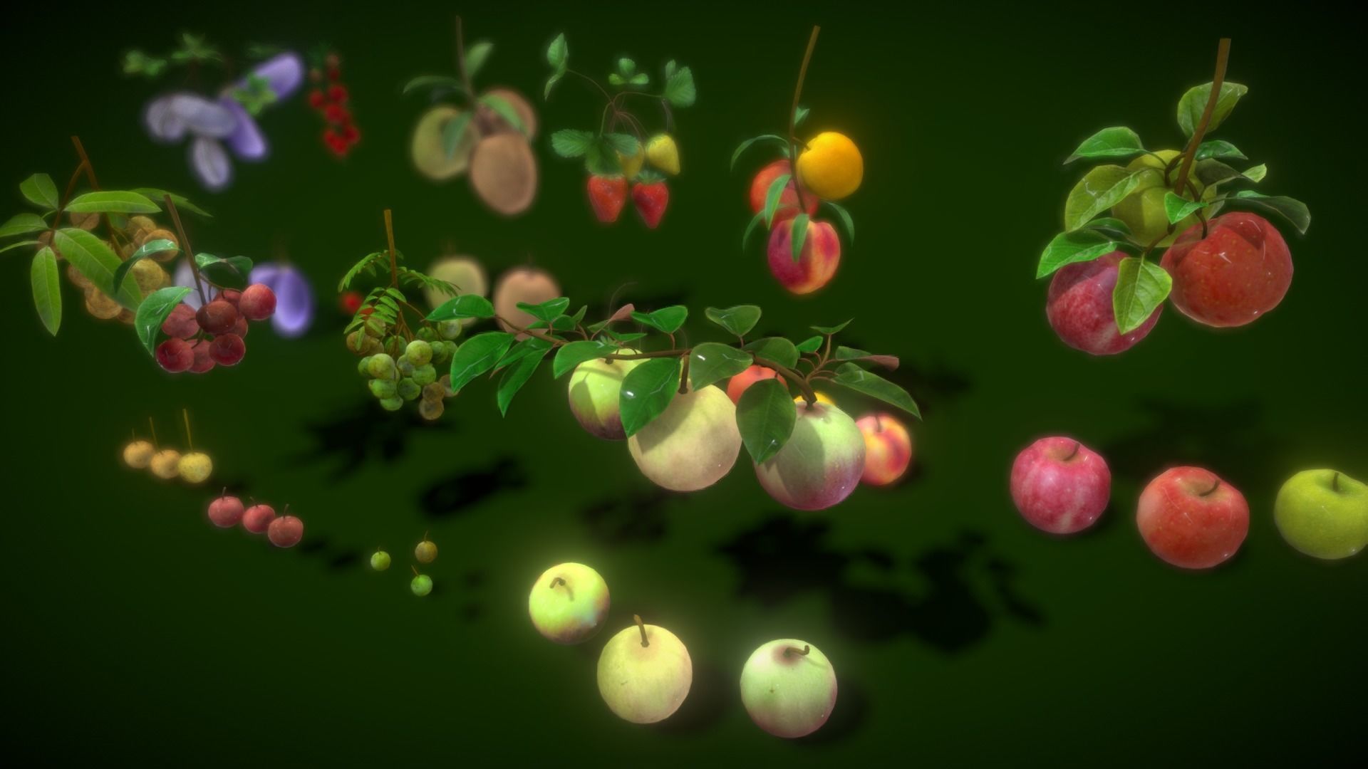 Collection Fruit Path 3 Low-poly 3D model_10