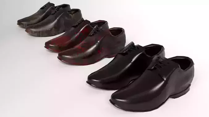 black leather shoe low poly