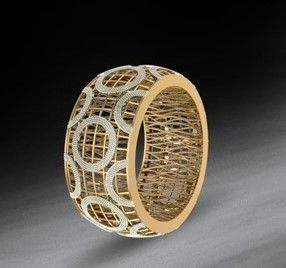 Ring5 gold and diamond cuff bracelet 3D print model_1