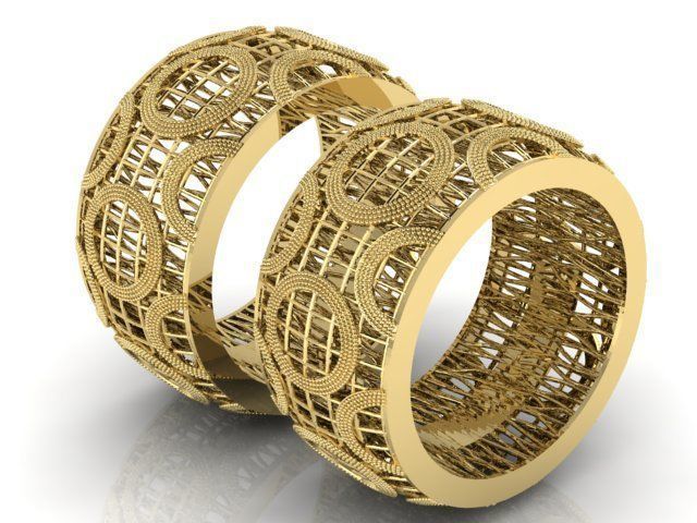 Ring5 gold and diamond cuff bracelet 3D print model_4