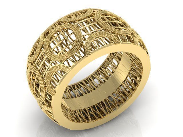 Ring5 gold and diamond cuff bracelet 3D print model_2