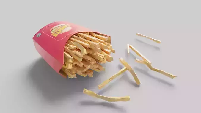 fast food french  fries with pbr textures