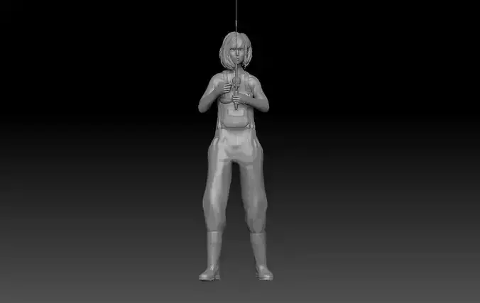 FISHERGIRL 1 woman on pole 3D print model