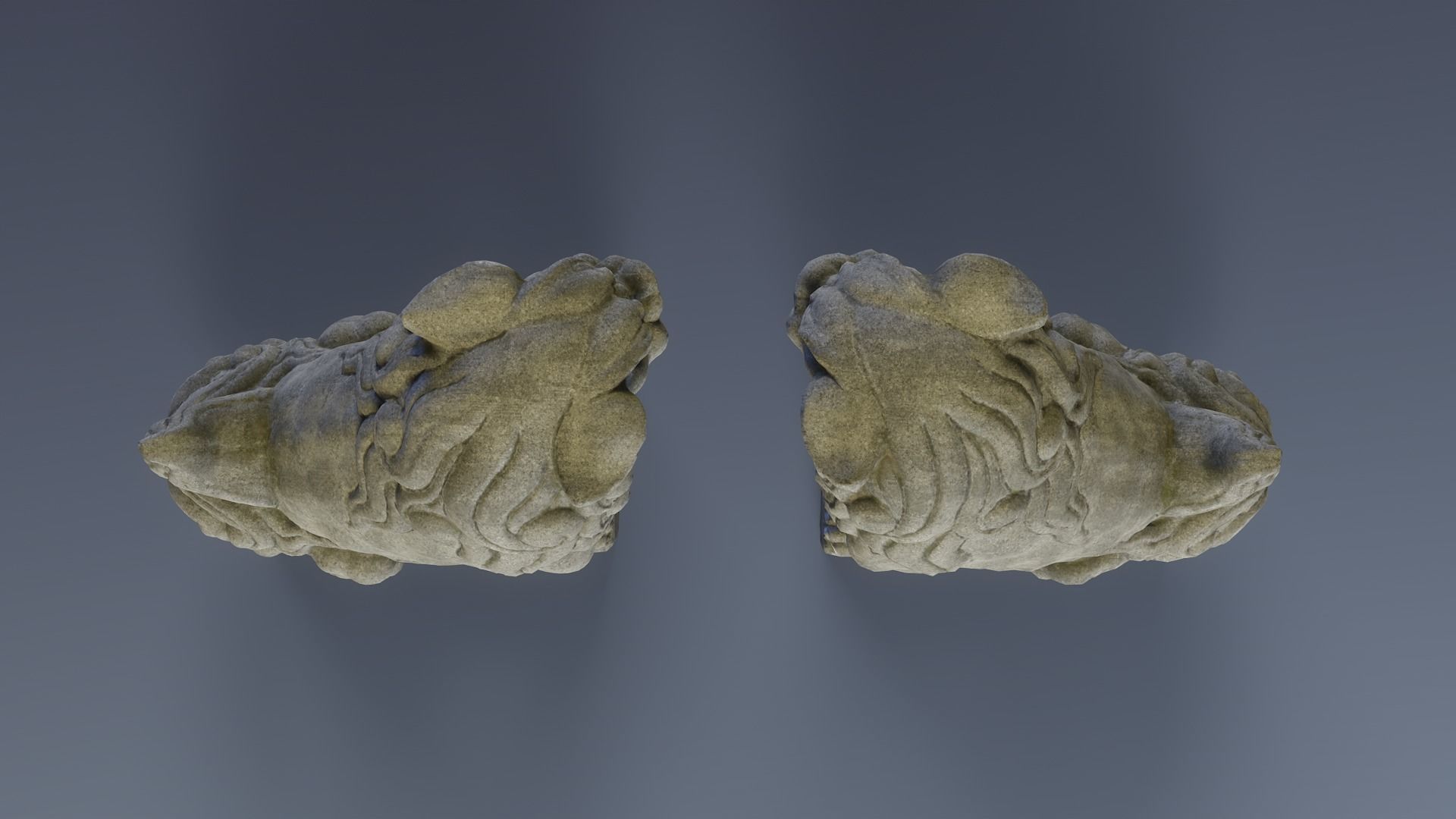 Japanese Shrine Dogs Komainu Low-poly 3D model_6