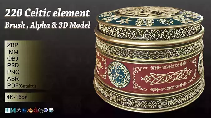 220 Celtic element Alpha Brush and 3D Model