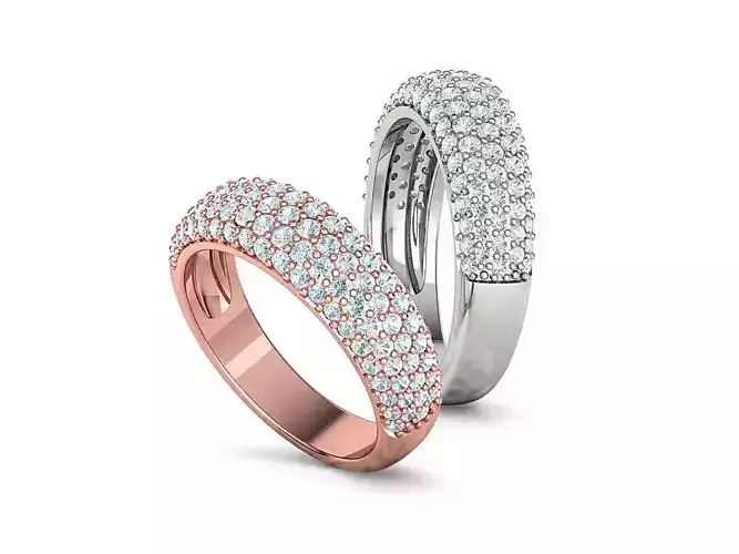 Dome Shaped Diamond Pave Ring 6mm wide 3dmodel 3D print model