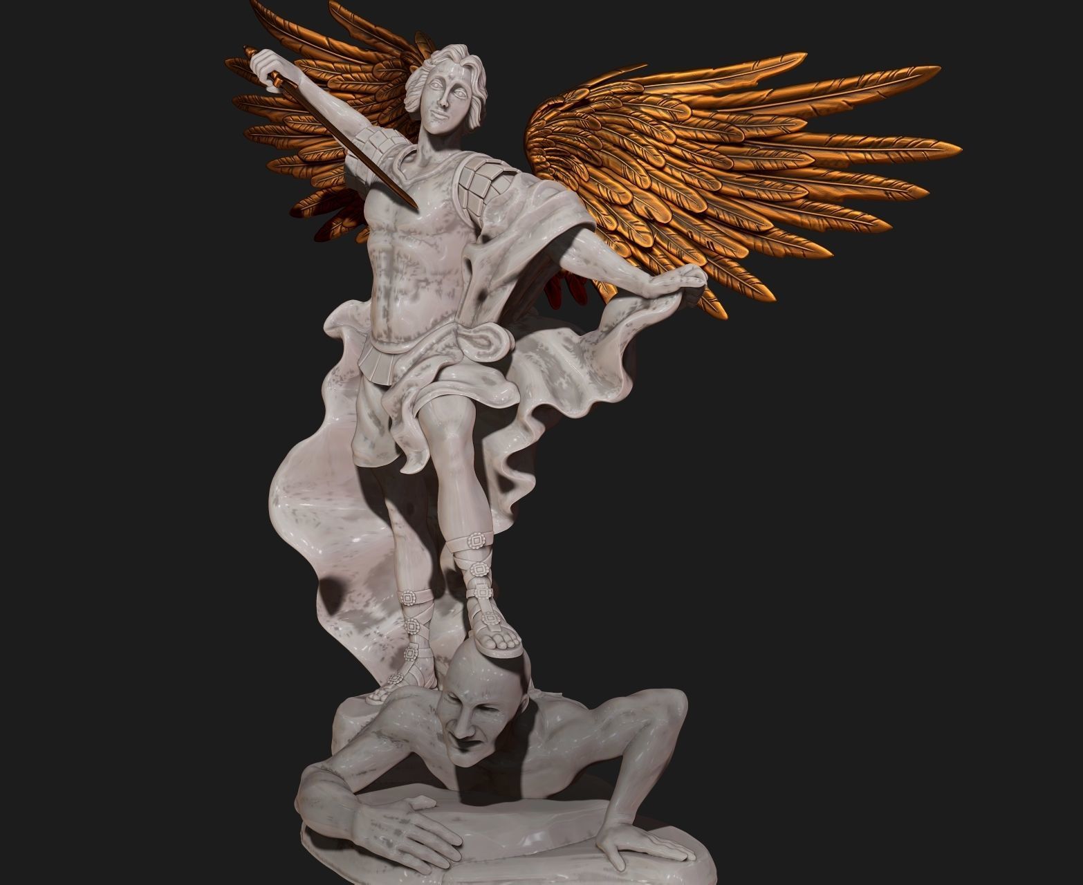 Michael Archangel - Metal - Wood - CNC Rounting and 3D print model_11