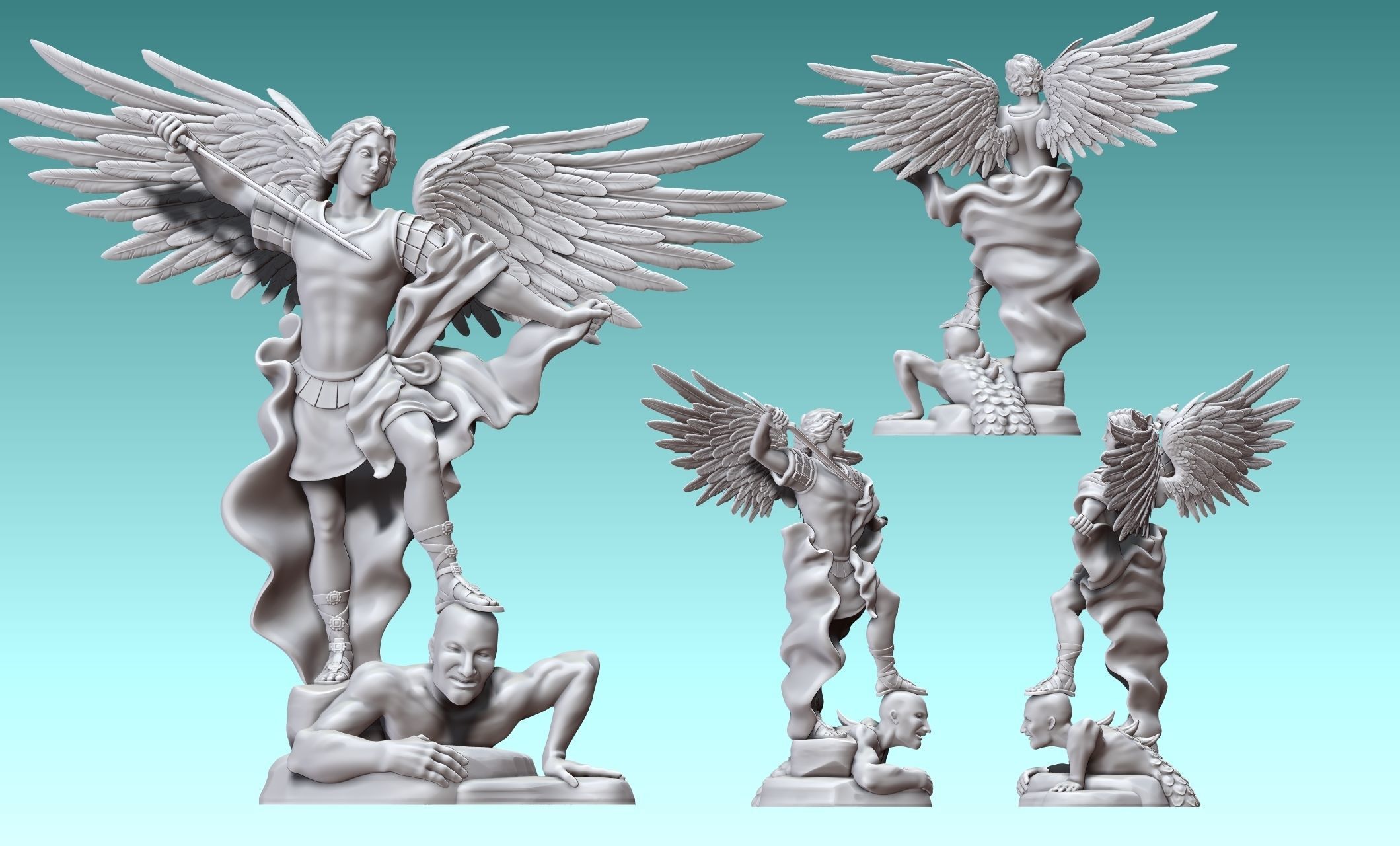 Michael Archangel - Metal - Wood - CNC Rounting and 3D print model_21