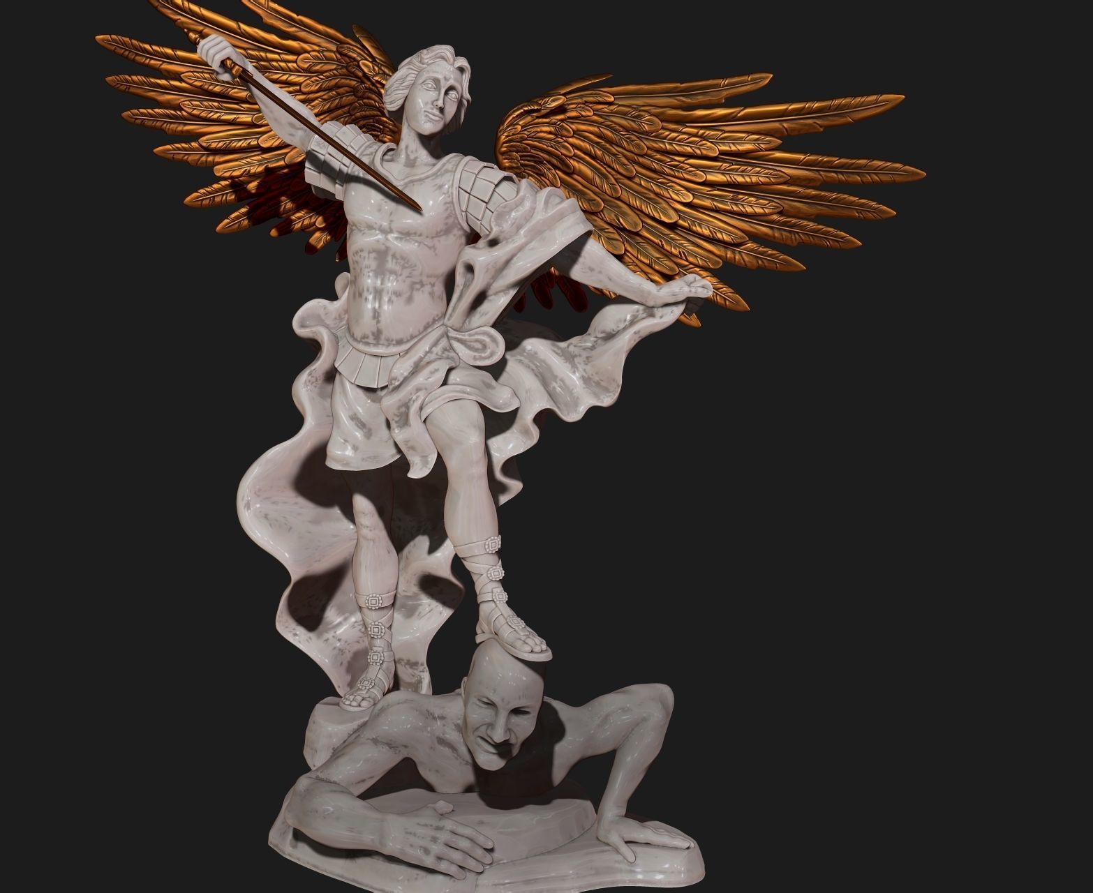 Michael Archangel - Metal - Wood - CNC Rounting and 3D print model_2