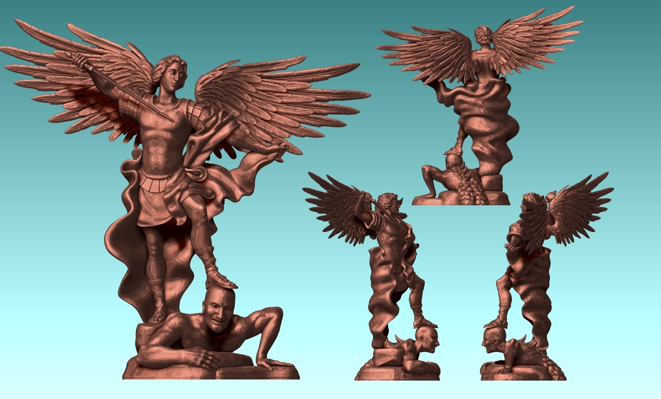 Michael Archangel - Metal - Wood - CNC Rounting and 3D print model_27