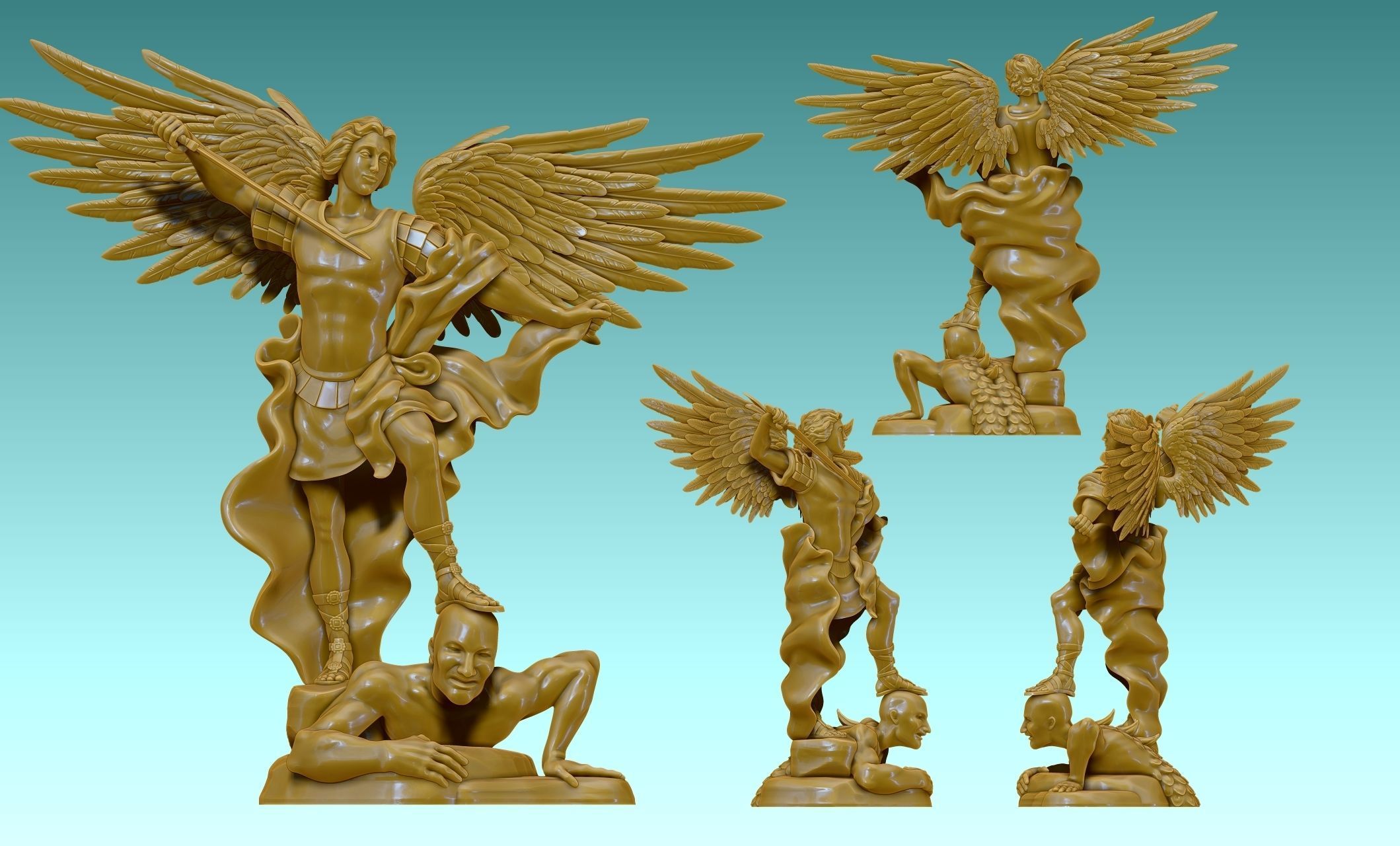 Michael Archangel - Metal - Wood - CNC Rounting and 3D print model_24