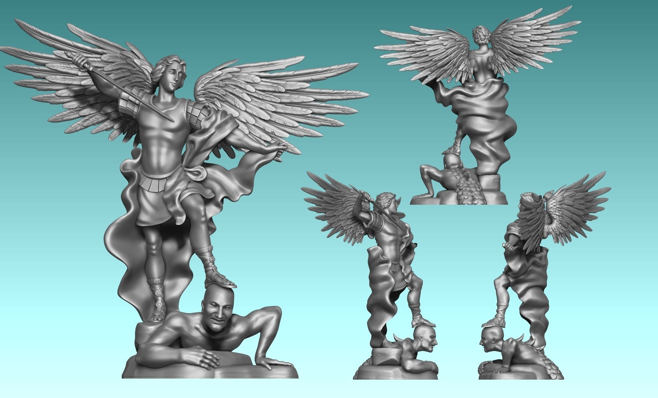 Michael Archangel - Metal - Wood - CNC Rounting and 3D print model_20