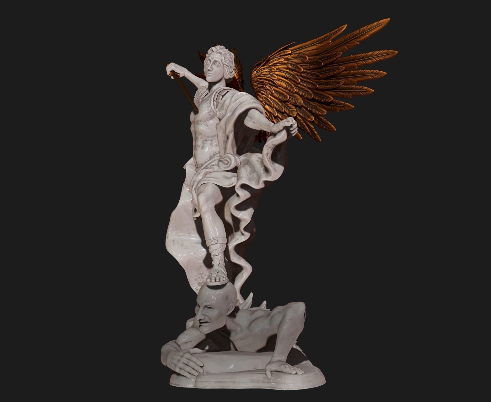 Michael Archangel - Metal - Wood - CNC Rounting and 3D print model_16