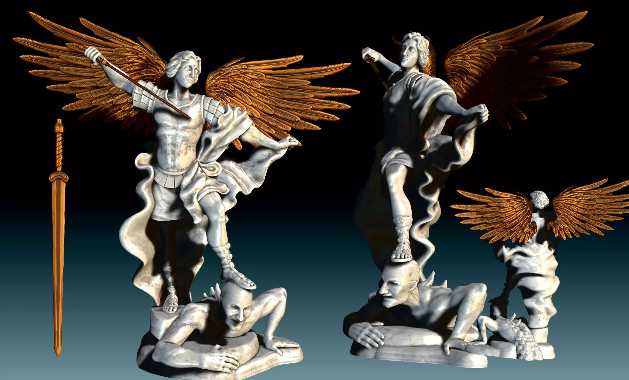 Michael Archangel - Metal - Wood - CNC Rounting and 3D print model_0