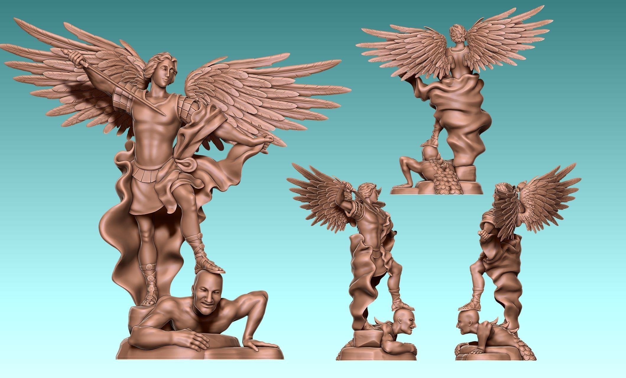 Michael Archangel - Metal - Wood - CNC Rounting and 3D print model_26