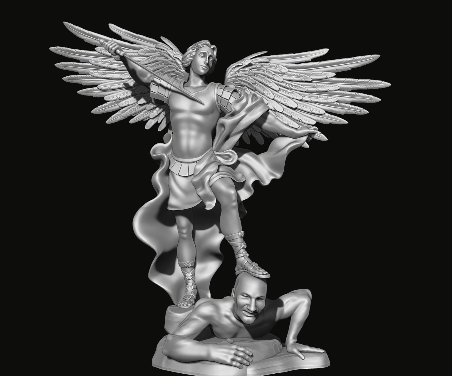 Michael Archangel - Metal - Wood - CNC Rounting and 3D print model_9