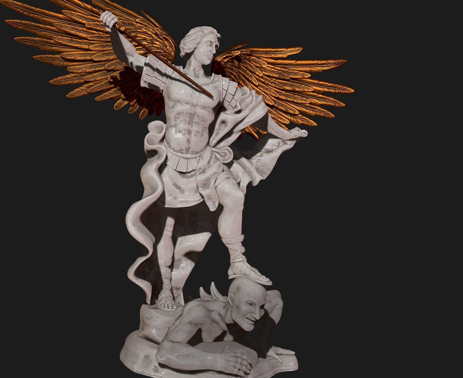 Michael Archangel - Metal - Wood - CNC Rounting and 3D print model_12