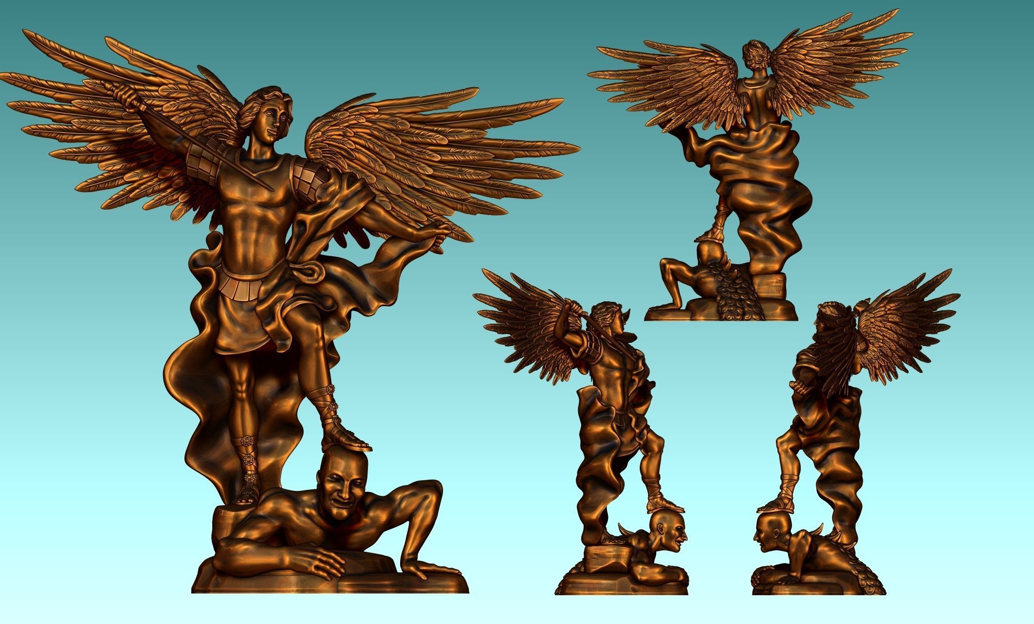 Michael Archangel - Metal - Wood - CNC Rounting and 3D print model_23