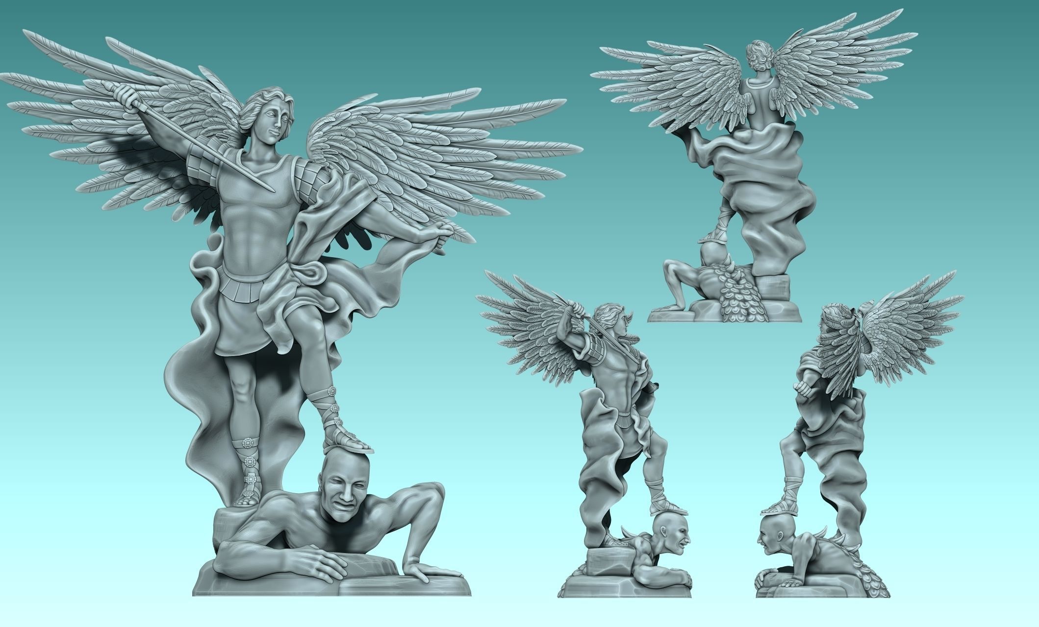 Michael Archangel - Metal - Wood - CNC Rounting and 3D print model_22