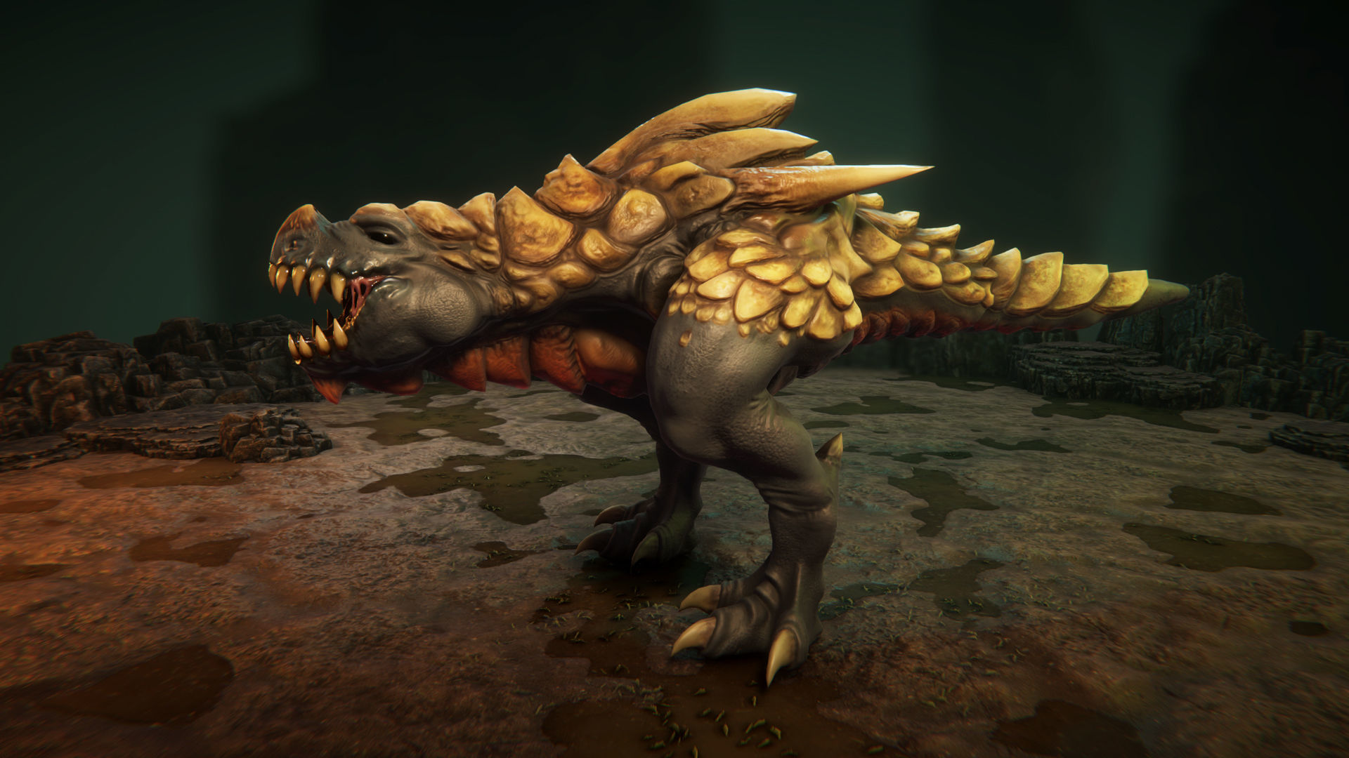 Lizards creature with teeth and claws Low-poly 3D model_5