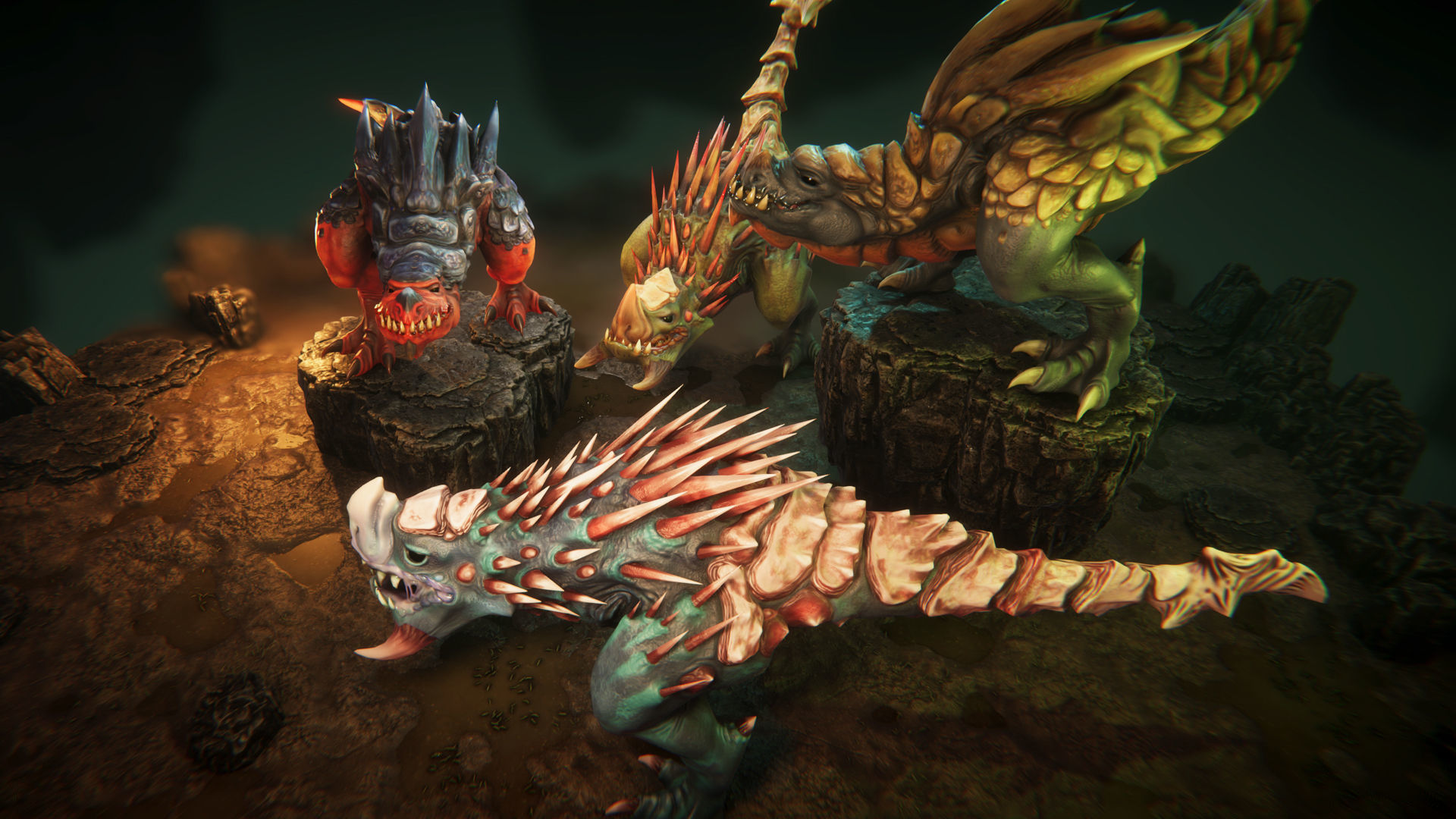 Lizards creature with teeth and claws Low-poly 3D model_2