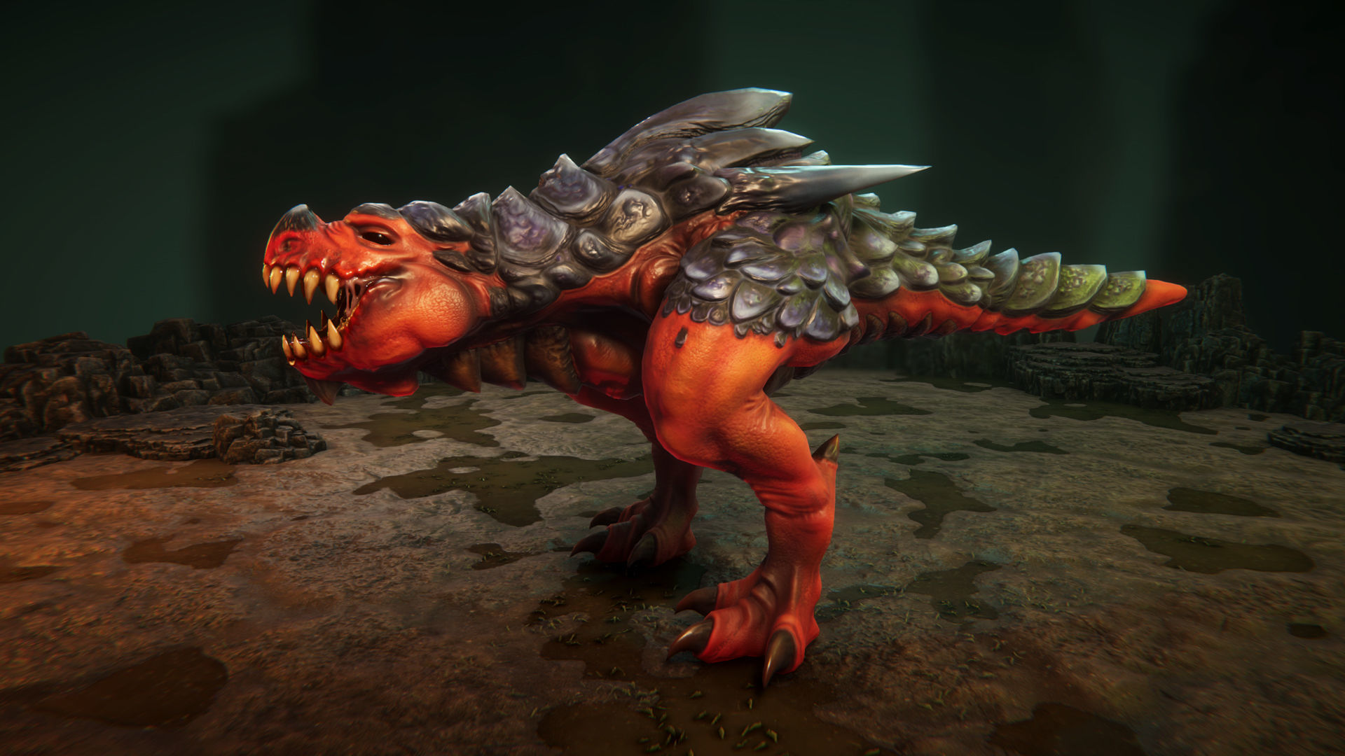 Lizards creature with teeth and claws Low-poly 3D model_4